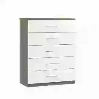 Contemporary 30" 5 Drawer Wide Chest with Chrome Handles